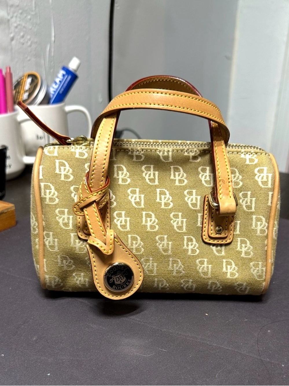 Mini Tan Monogram Canvas Satchel Bag